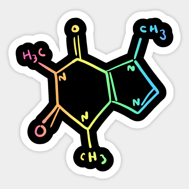 Rainbow Caffeine Molecule Sticker by KelseyLovelle